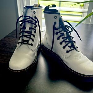 Perfect for fall!  White Dr. Martens boots. Worn once.